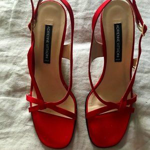Adrienne Vittadini red fabric strap high heels